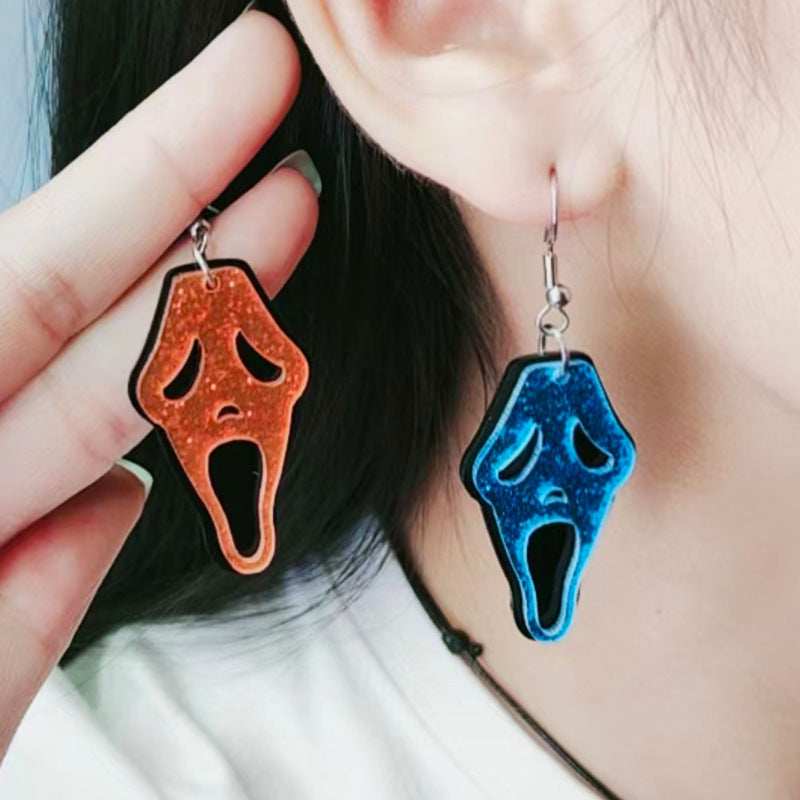 Halloween Ghostly Skull Stud Earrings