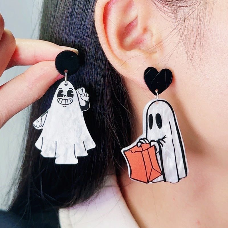 Halloween Candy Cane Spooky Ghost Earrings