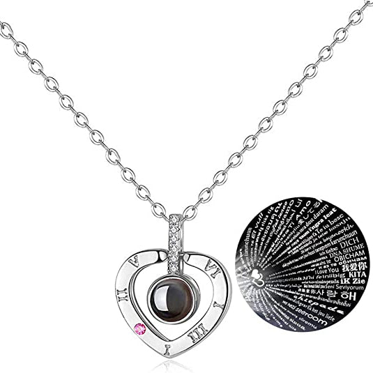 Special "I Love You in 100 Words" projection necklace for me, Christmas, Valentine's Day, Mother's Day gift!