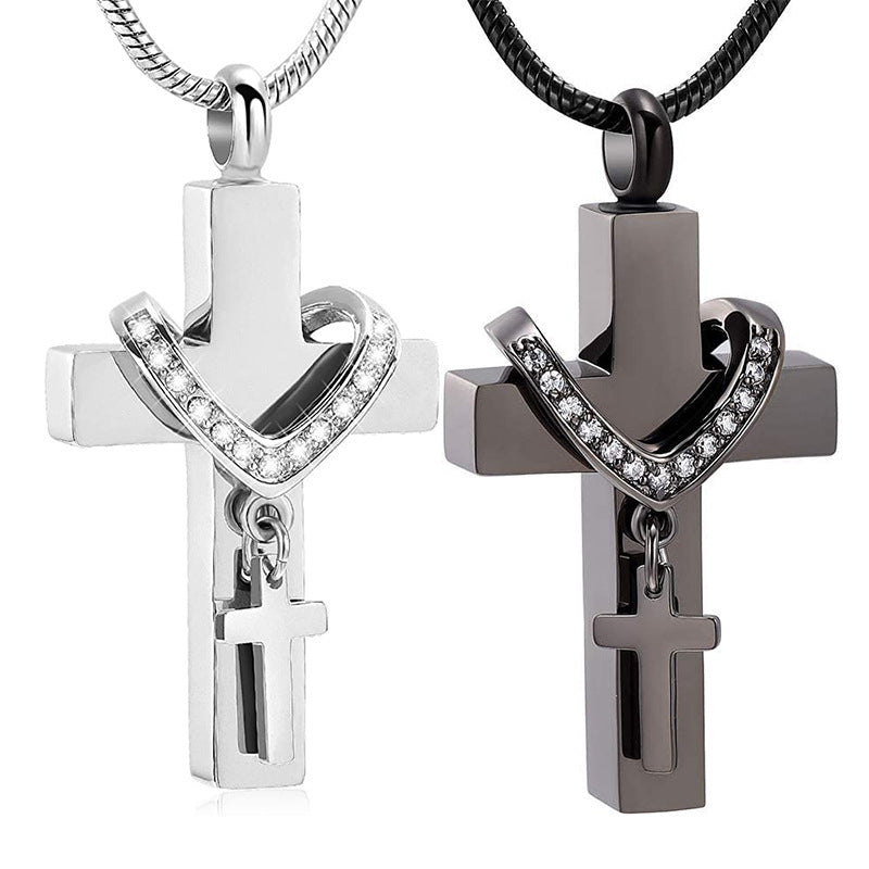 A Piece Of My Heart Lives In Heaven-Souvenir/Cross Urn Pendant