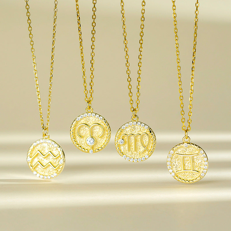 Siciry™ Zodiac Sign Round Pendant Necklace