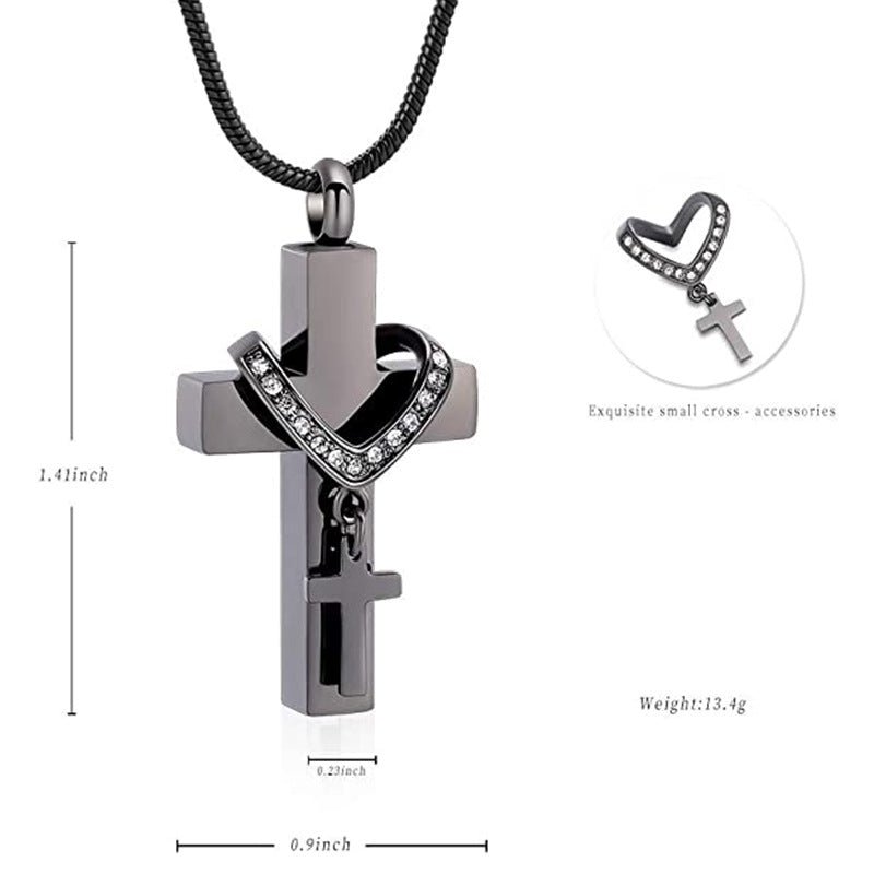 A Piece Of My Heart Lives In Heaven-Souvenir/Cross Urn Pendant
