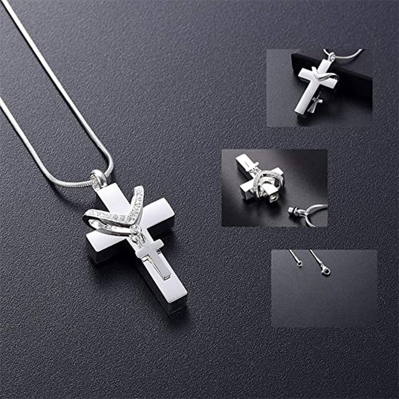 A Piece Of My Heart Lives In Heaven-Souvenir/Cross Urn Pendant