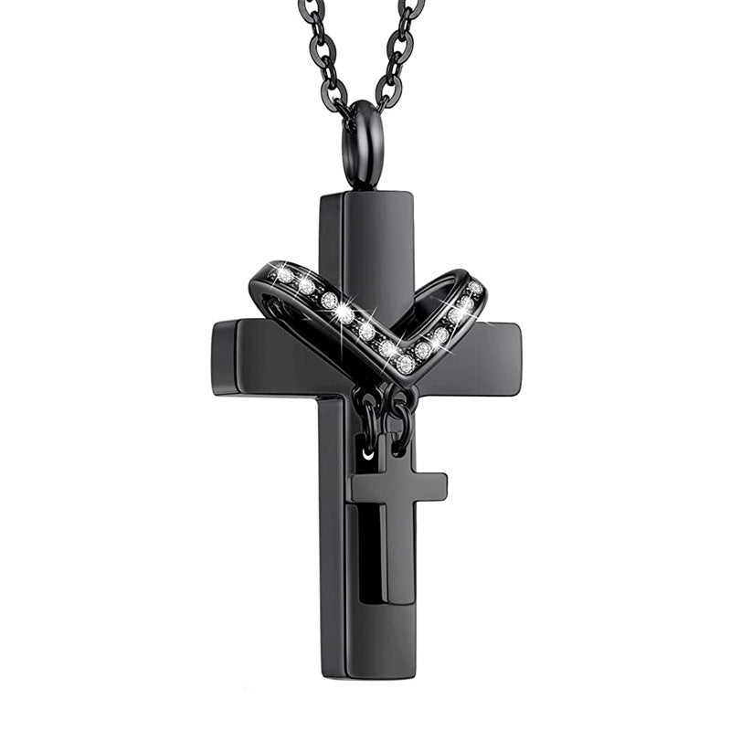 A Piece Of My Heart Lives In Heaven-Souvenir/Cross Urn Pendant