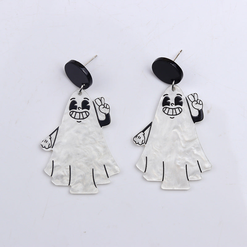 Halloween Candy Cane Spooky Ghost Earrings