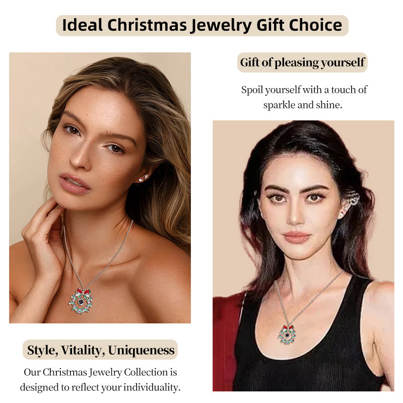 Christmas Projector Stone Necklace Set Says "Merry Christmas" in a Hundred Languages