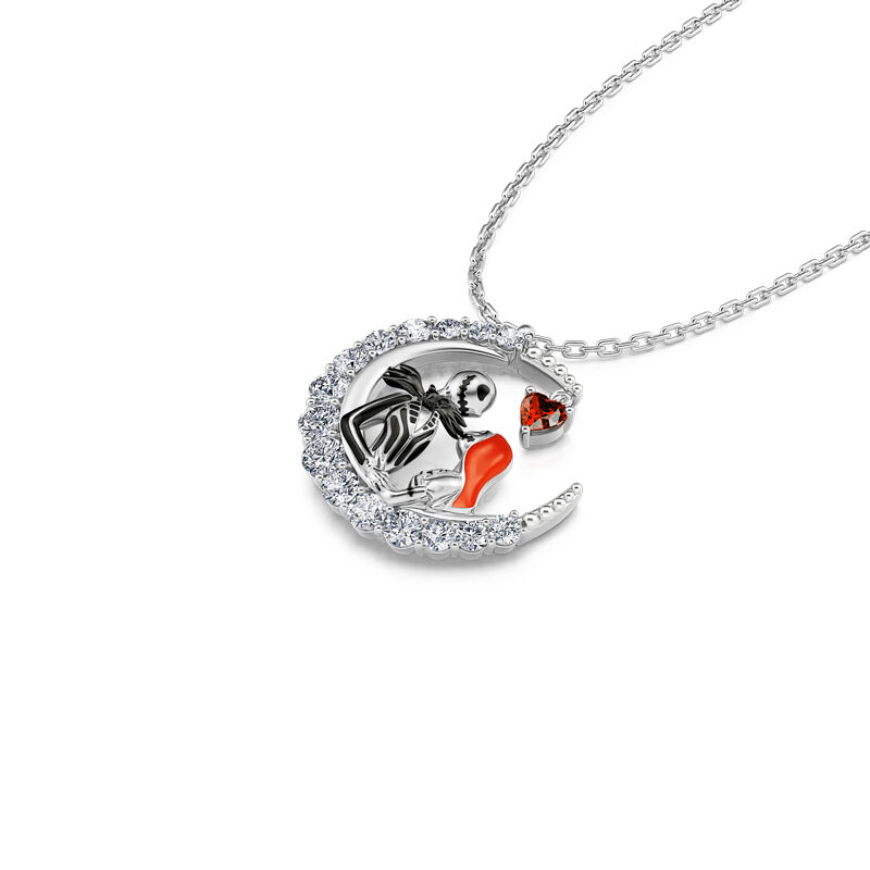 "Everlasting Love" Skull Couple Heart Cut Necklace