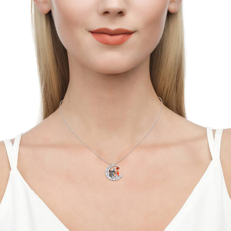 "Everlasting Love" Skull Couple Heart Cut Necklace