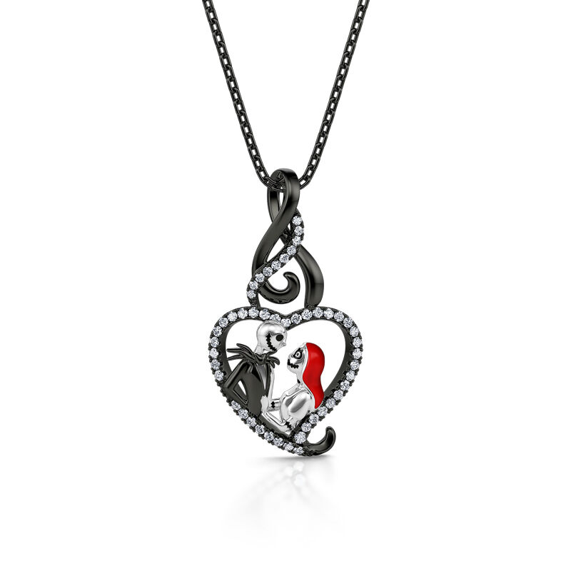 "Everlasting Love" Skull Couple Sterling Silver Necklace