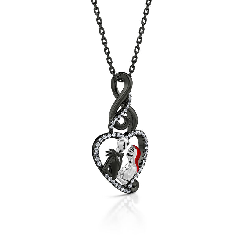 "Everlasting Love" Skull Couple Sterling Silver Necklace