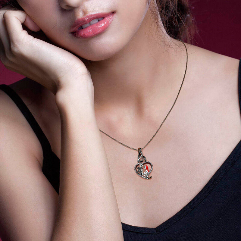 "Everlasting Love" Skull Couple Sterling Silver Necklace