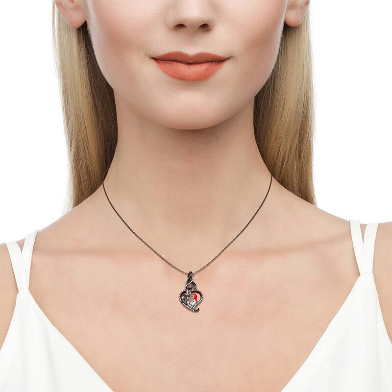 "Everlasting Love" Skull Couple Sterling Silver Necklace