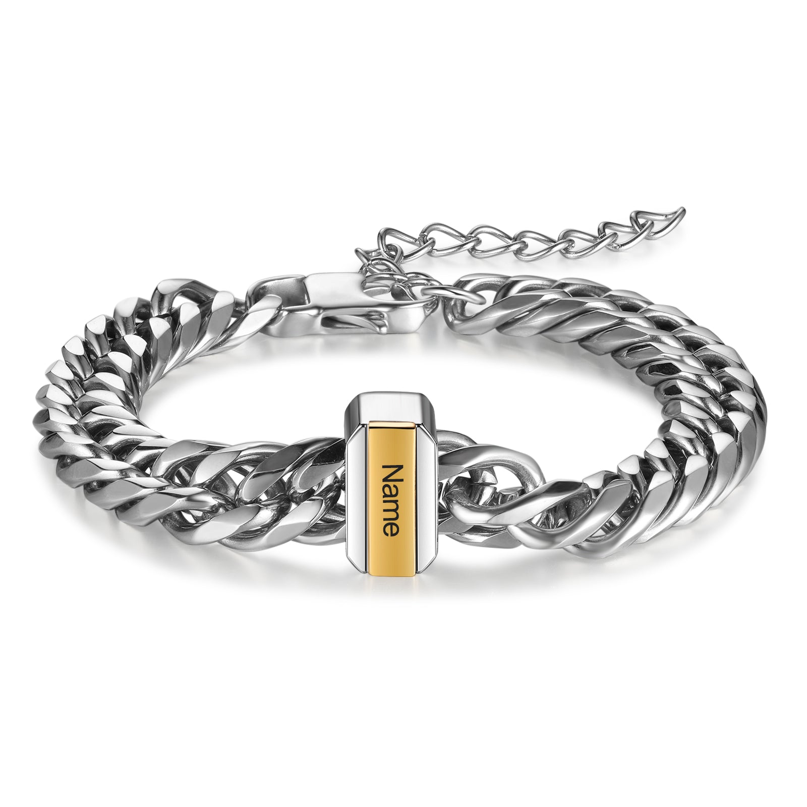 Father's Day Gift Cuban Link Men's Bracelet With Personalized Beads