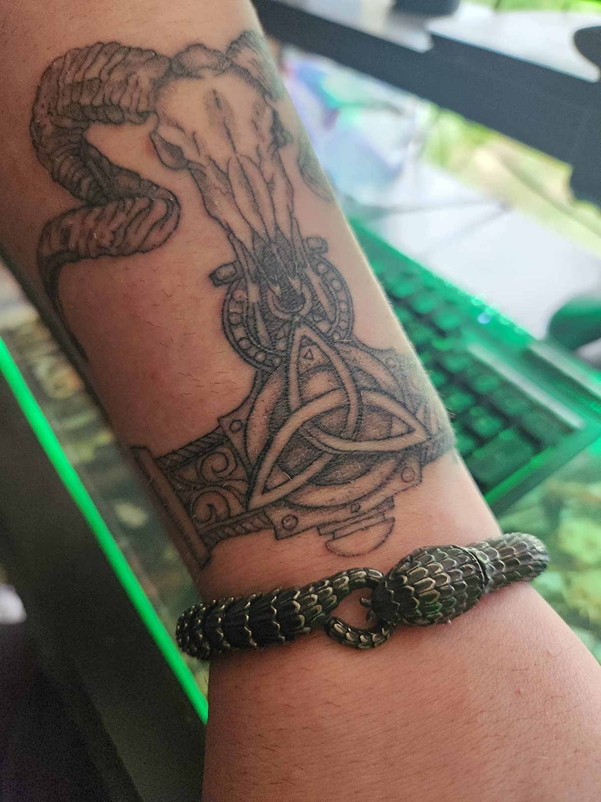 Viking Snake Jörmungandr Stainless Steel Bangle Bracelet