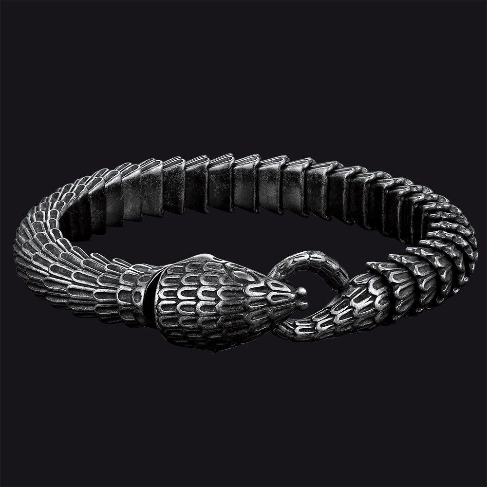 Viking Snake Jörmungandr Stainless Steel Bangle Bracelet