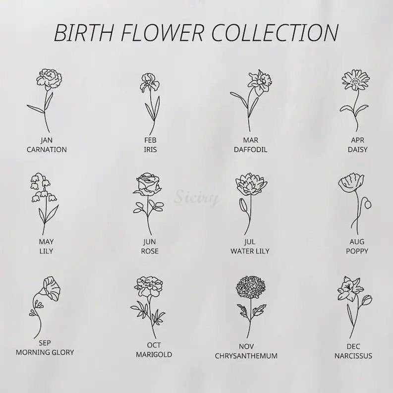 Custom Name Necklace with Birth Flower