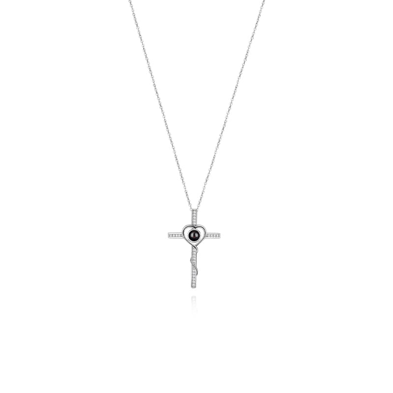 Collier Photo Projection Personnalisé Siciry™ - Croix d'Amour