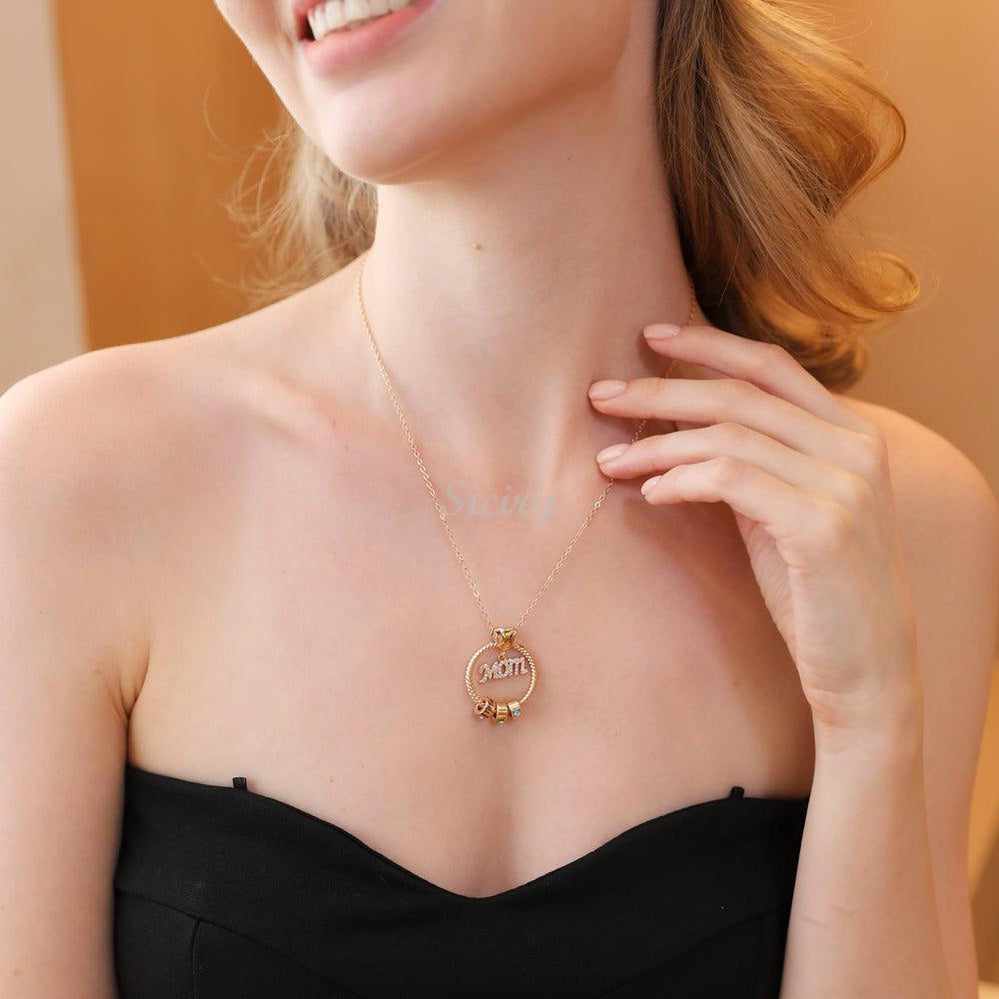 Cadeau Fête des Mères Pendentif Cercle Personnalisé