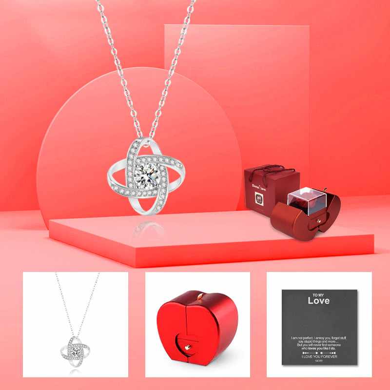 White Gold Necklace - Realistic Rose - To My Love-