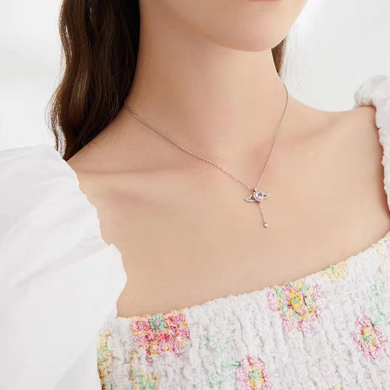 Moving Angel Wing Heart Necklace