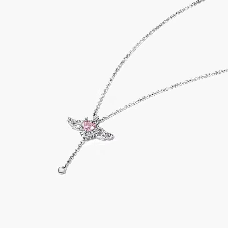 Moving Angel Wing Heart Necklace