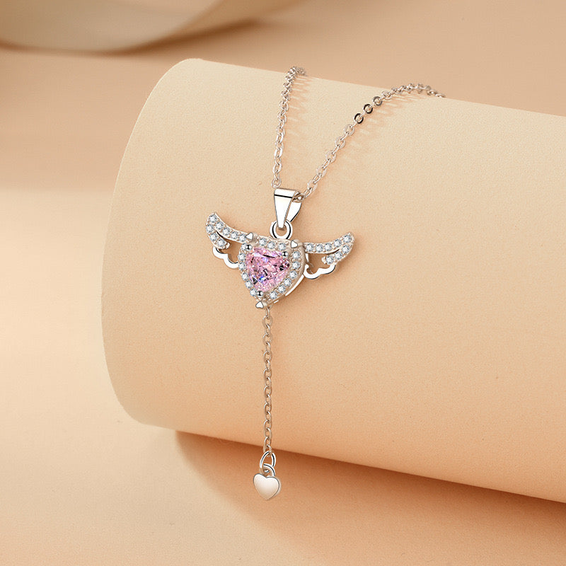 Moving Angel Wing Heart Necklace