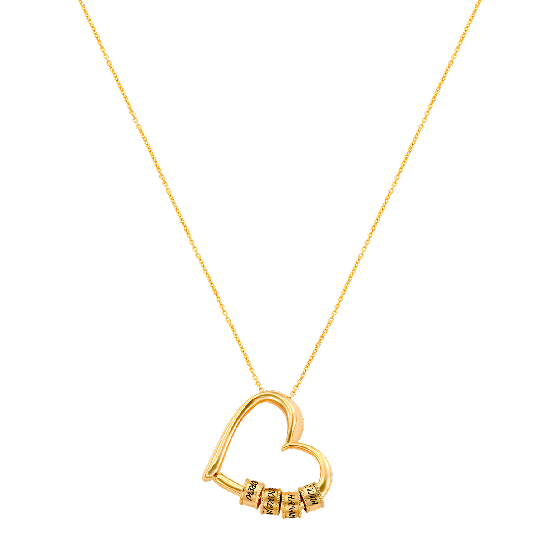 Heart Necklace With Engraved Beads
