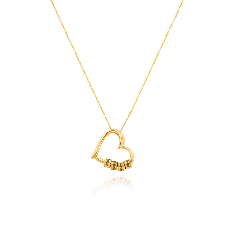 Heart Necklace With Engraved Beads