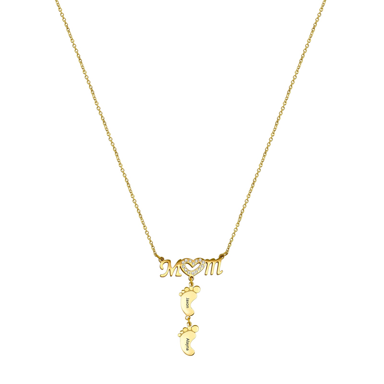 Personalized Mom and Baby Feet Custom Name Necklaces