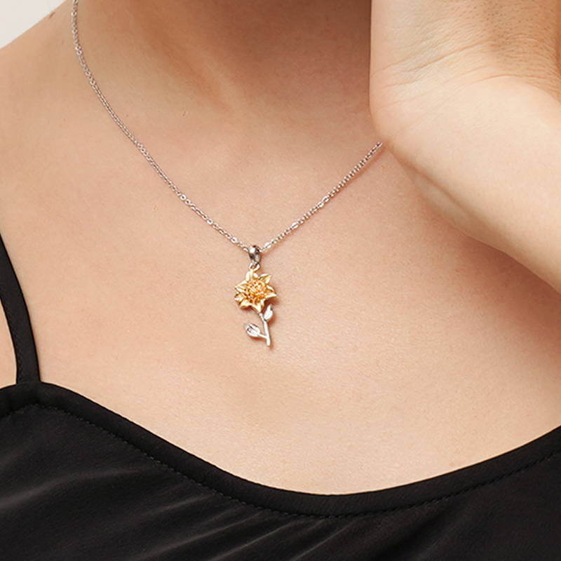 You Are My Sunshine Sunflower Heart Necklace