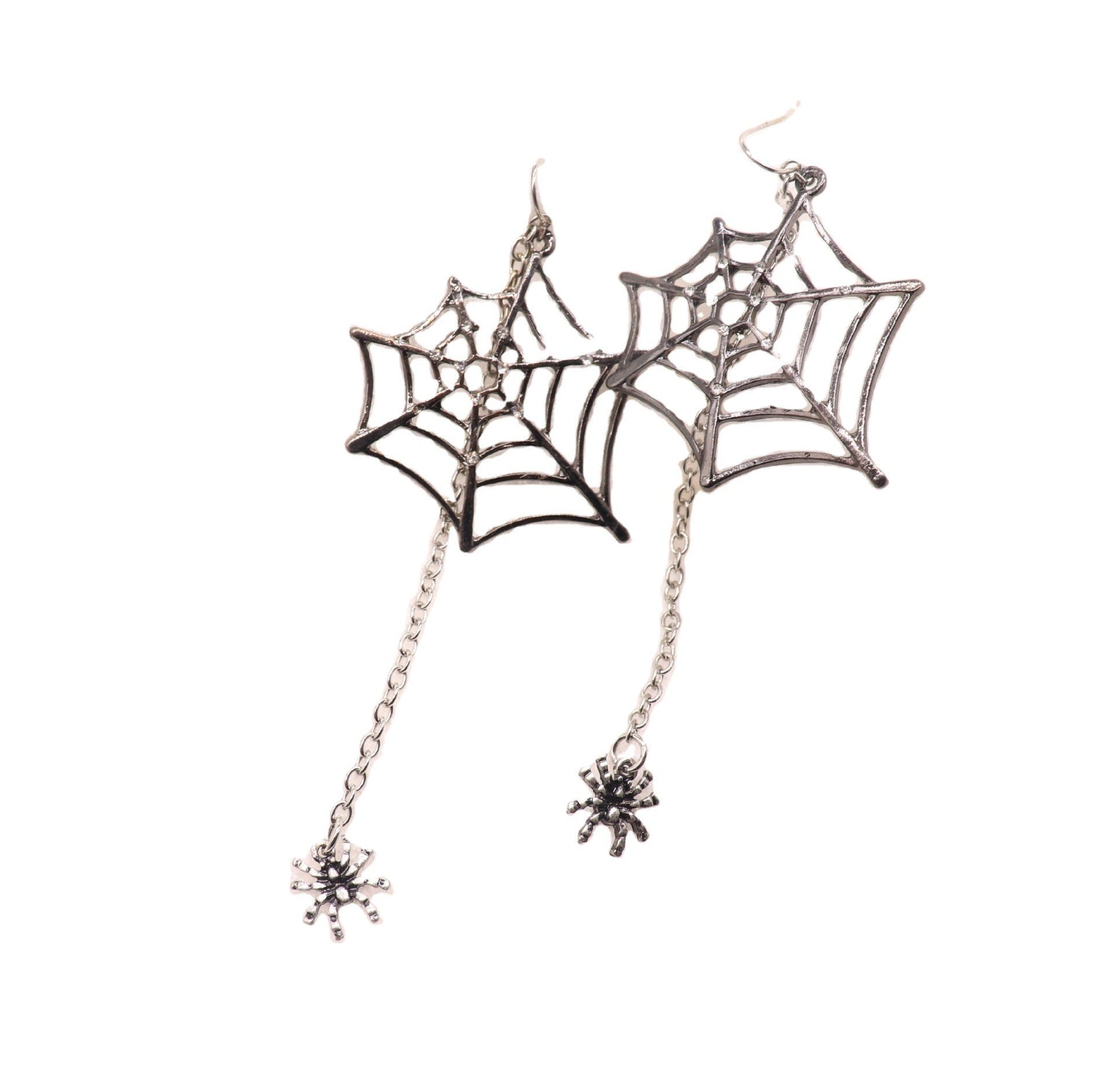 Halloween Earrings Black Spiders 3.5" Dangle Drop Earrings