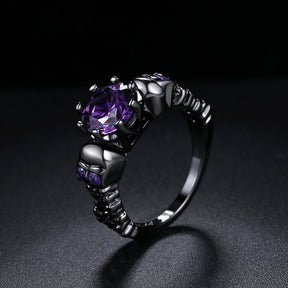 Purple Zirconia Skull Ring