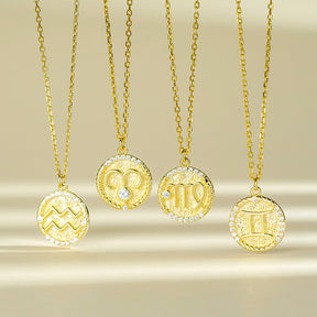 Siciry™ Zodiac Sign Round Pendant Necklace