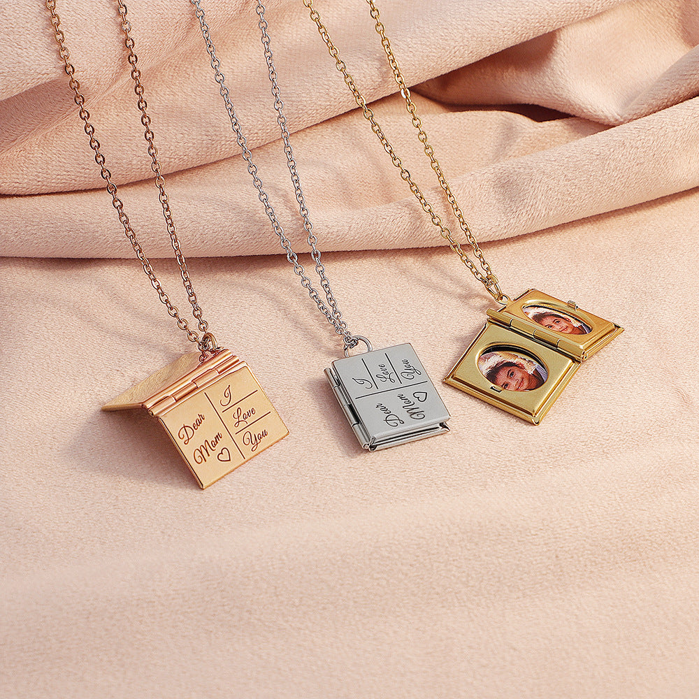Family Book Photo Customized Necklace