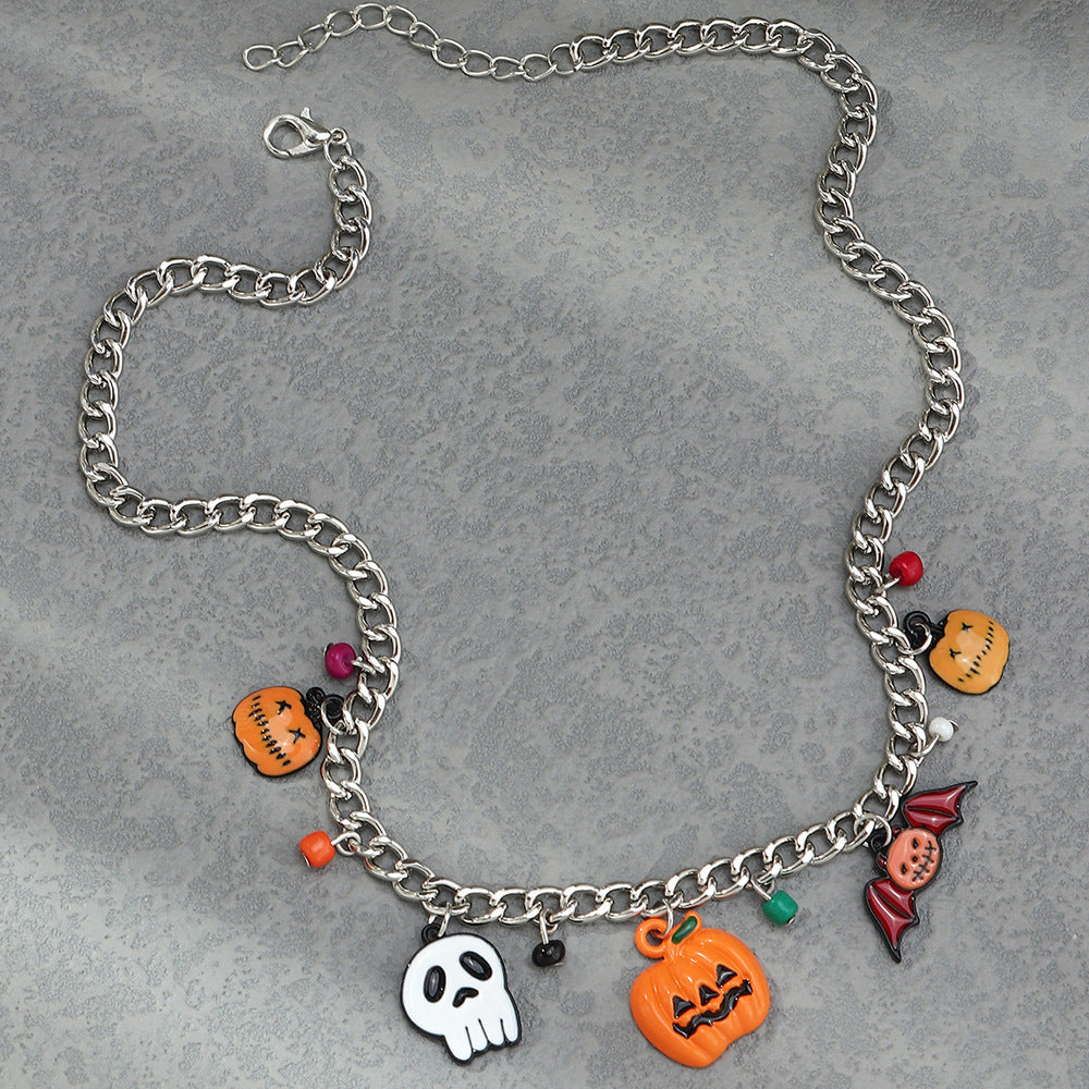 Halloween Pumpkin Ghost Bat Necklace