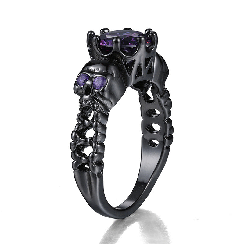 Purple Zirconia Skull Ring