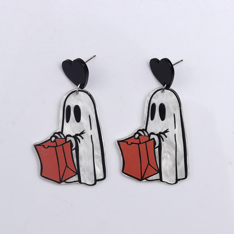Halloween Candy Cane Spooky Ghost Earrings