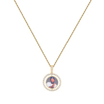 Round Spinning Customized Photo Diamond-bordered Necklace