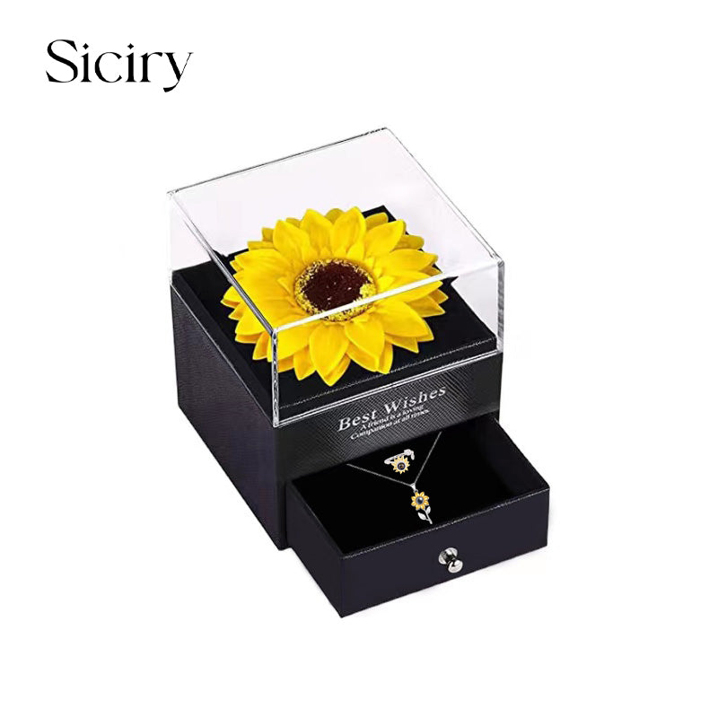 925-I Love You 100 Languages Sunflower Projection Necklace