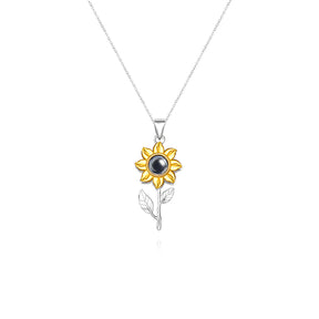 925-I Love You 100 Languages Sunflower Projection Necklace