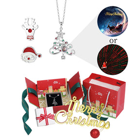 Christmas Projector Stone Necklace Set Says "Merry Christmas" in a Hundred Languages