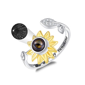925-I Love You 100 Languages Sunflower Projection Necklace