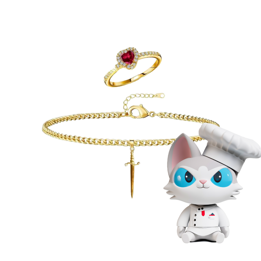 Puff × Siciry Heart Ring sword Necklace