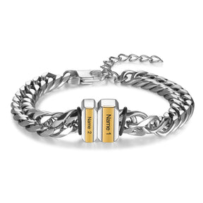 Father's Day Gift Cuban Link Men's Bracelet With Personalized Beads