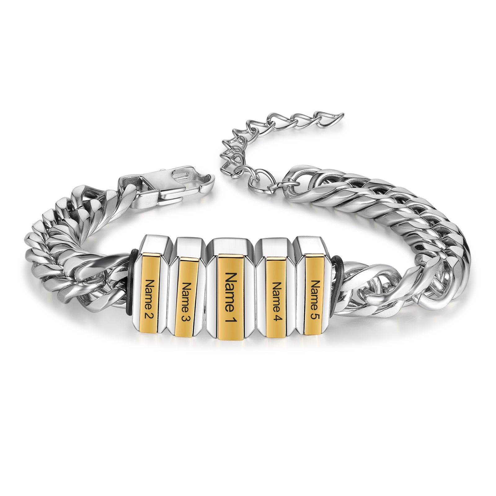 Father's Day Gift Cuban Link Men's Bracelet With Personalized Beads