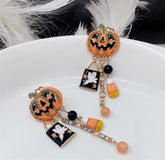 Holiday ghost pumpkin earring studs