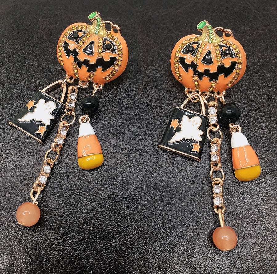 Holiday ghost pumpkin earring studs