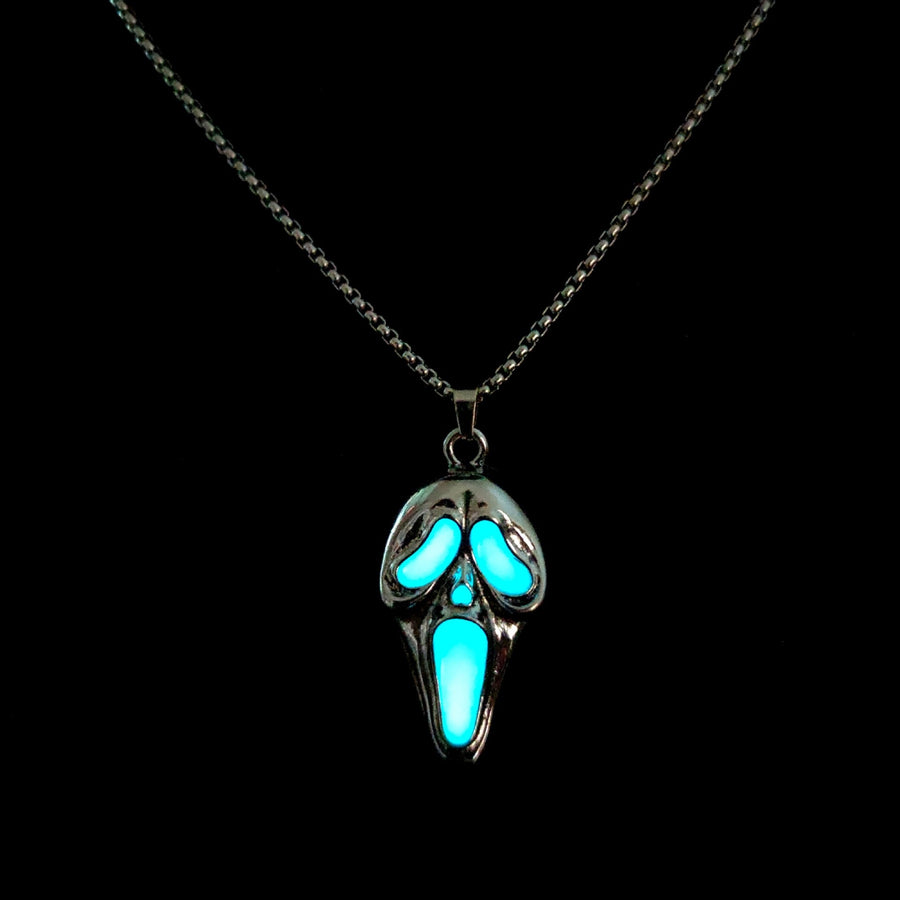 Dark Glowing Scream Ghost Face Necklace