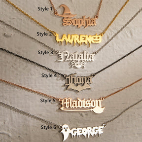 Custom Halloween Jewelry, Personalized Name Necklace