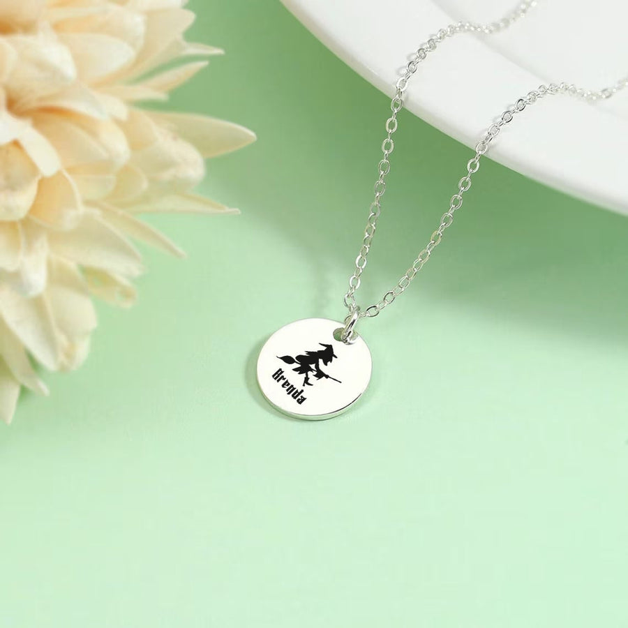 Halloween Engraved Disc Necklace